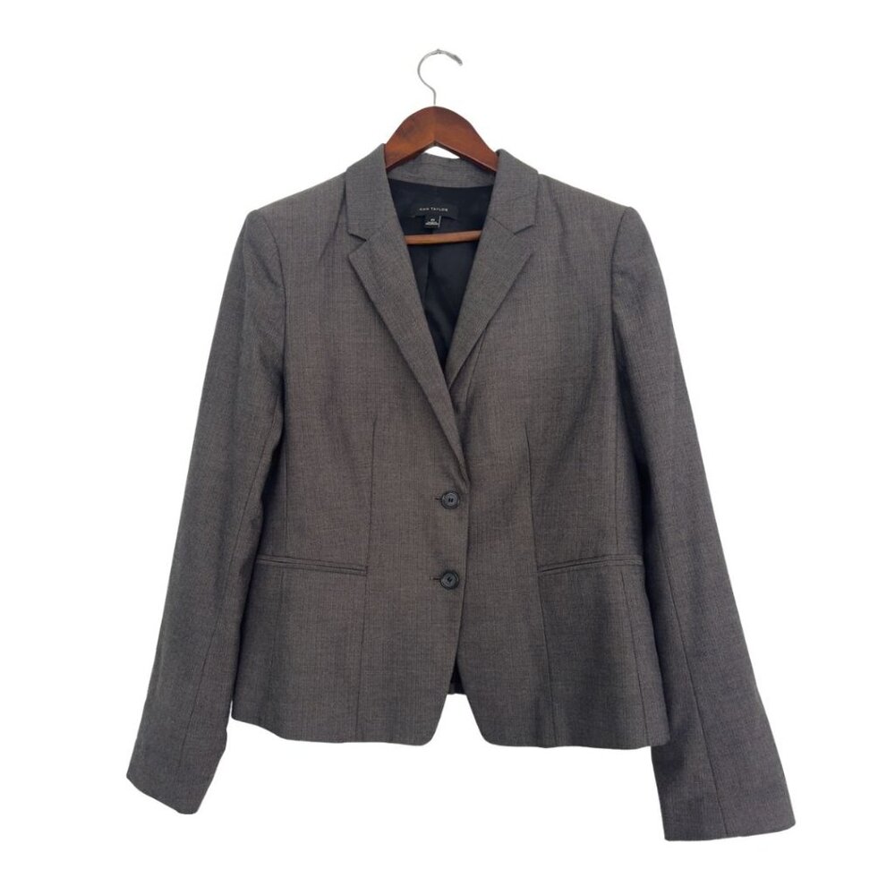 Ann Taylor Chevron Textured Blazer – Gray – Size 10 – EUC